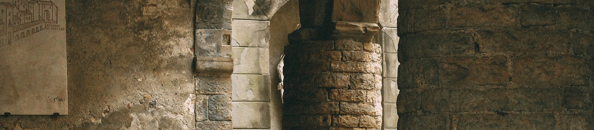 Inside of a church, brick walls and large brick columns Inside of a church, brick walls and large brick columns