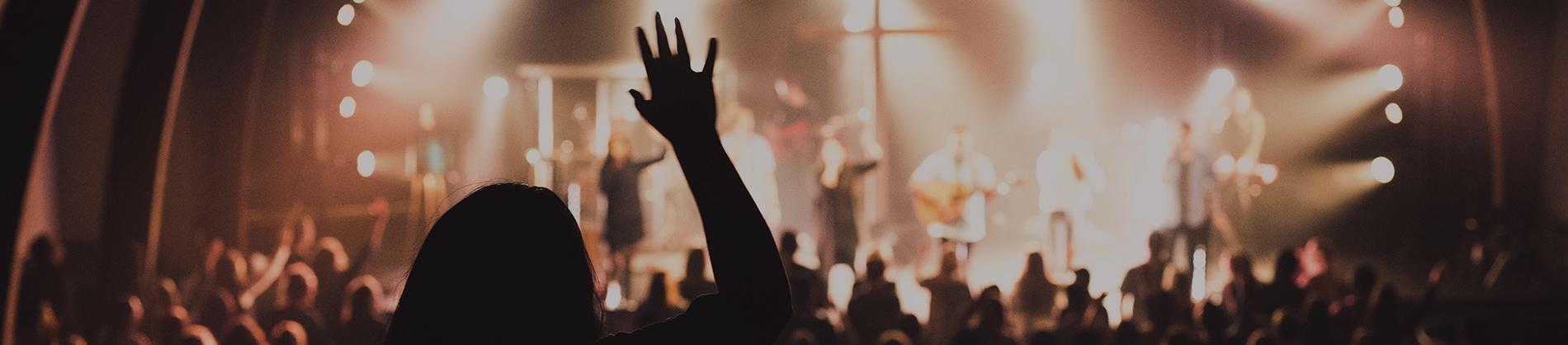 Worship band leading worship